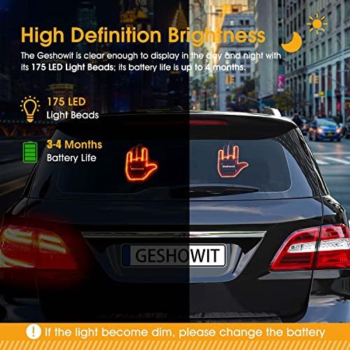 Car Accessories for Men, Car Middle Finger Light with Remote - Give The Bird & Wave & Love to Drivers - Truck Accessories, Finger Flicker LED Hand Gesture Signs, Ideal Gift for Men and Women