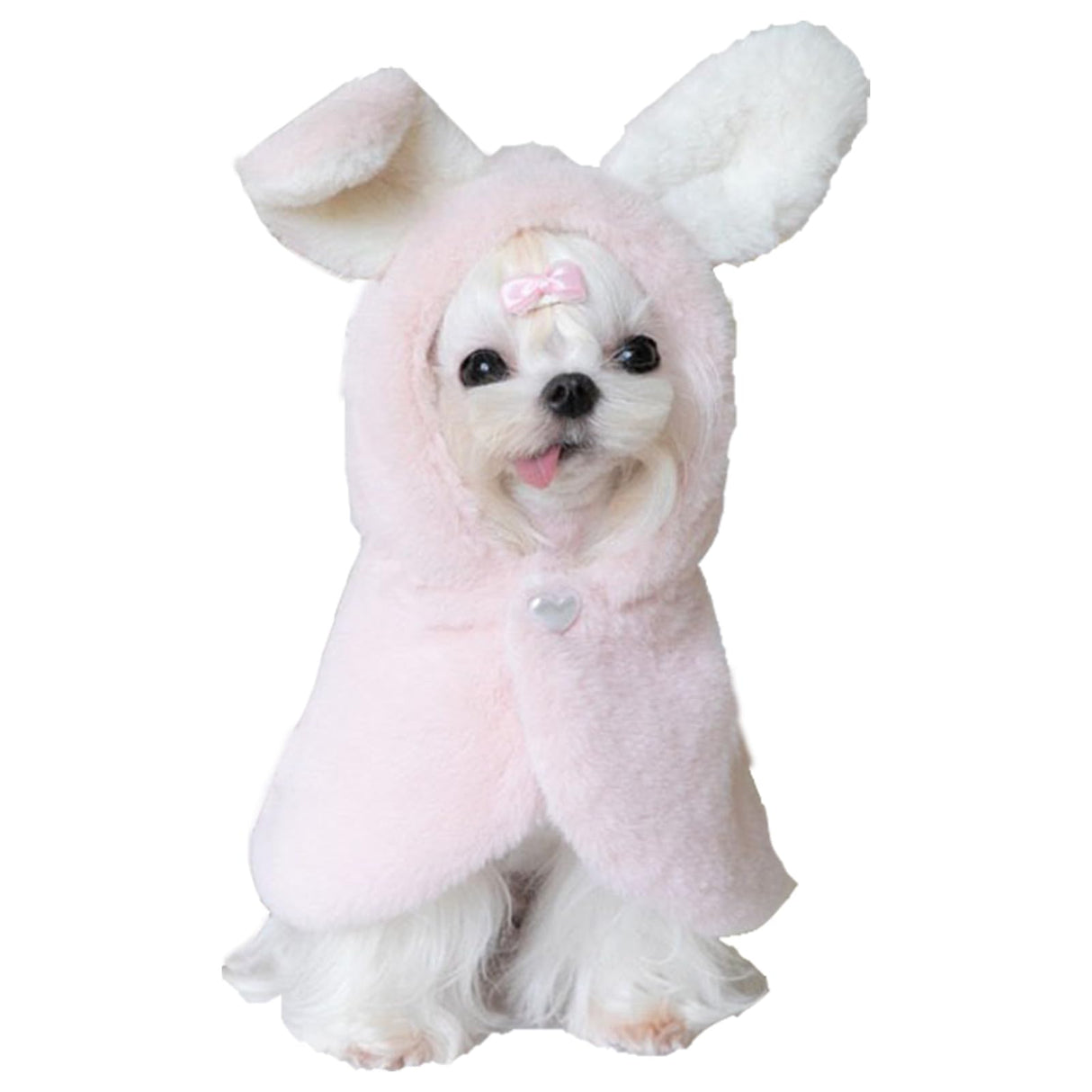 YQYS Dog Easter Bunny Costume - Pink Plush Pet Outfit for Small Dogs & Cats (Large)