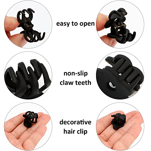 SuPoo Claw Hair Clips for Girls - 20pcs Black Mini Flower and Octopus Clips for Thin, Short Hair - 1.1 Hair Styling Accessories & School Gifts