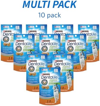 Purina DentaLife Made in USA Facilities Cat Dental Treats, Tasty Chicken Flavor - (Pack of 10) 1.8 oz. Pouches