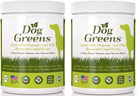 Organic Dog Multivitamin Supplement (12 oz) | Dog Greens Powder - Human Grade Superfoods, adds Essential Vitamins & Minerals to Balance a Homemade Diet, Kibble, Vegan or Raw Food (2 Pack)
