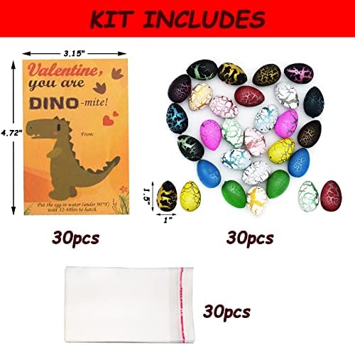 Valentines Day Gifts for Kids, Valentines Day Cards for Kids, Set of 30 Dinosaur Eggs Hatching Dino Egg Grow in Water, Valentine Exchange for Toddlers Girls Boys School Class Classroom Party Favors