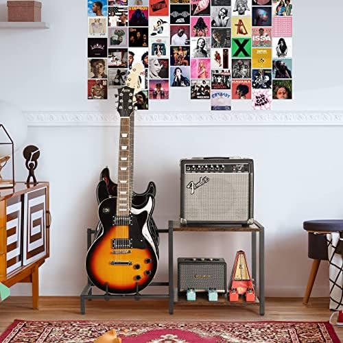 Bikoney Guitar Stand,3 Electric Bass Guitar Stand Floor with Guitar Amp Stand,Guitar Rack for Multiple Guitars and Guitar Accessories, Adjustable Guitar Holder, Guitar Display for Music Studio Home