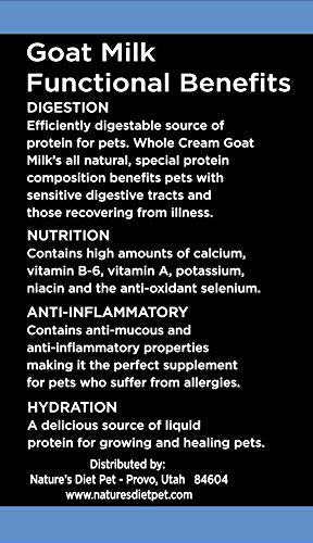 Nature's Diet Pet Dried Whole Cream Goat Milk for use as High Protein, Hypoallergenic Digestion, Anti-inflammatory Powdered Instant Meal Topper (16 oz = 53 Cups or 159 Servings)