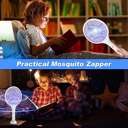 Qualirey Electric Fly Swatter 2 in 1 Rechargeable Mosquito Swatters UV Light Bug Zapper Racket Fly Mosquito Zapper Insect Control for Home Bedroom Kitchen Office Backyard Patio Indoor Outdoor (2 Pcs)