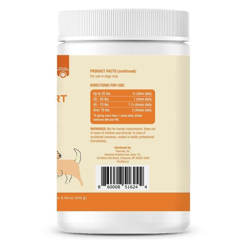 Pawlabs G-Max Joint Support for Dogs - Maximum Strength Hip & Joint Supplement with Glucosamine, Chondroitin, MSM etc - Relieves Arthritis Pain & Hip Dysplasia - Bacon Flavor, 60 Chews
