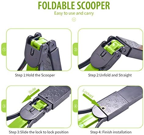 PPOGOO Non-Breakable Pet Pooper Scooper for Dogs and Cats with Long Handle High Strength Material and Durable Spring for Easy Grass and Gravel Pick Up