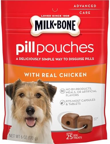 Milk-Bone Pill Pouches with Real Chicken Dog Treats, 6 Ounce Bag (Pack of 5)