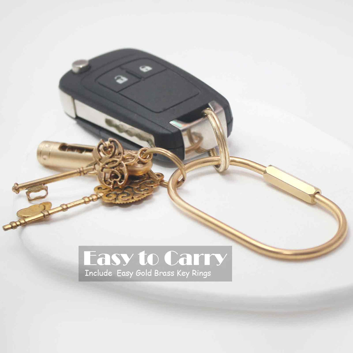 CMVFYL Gold Brass Key Rings, Purse Bag Charms for Handbags, Screw Lock Key Organizer, Carabiner Keychain Clip for Keys