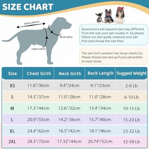 Queenmore Small Dog Pullover Sweater, Cold Weather Cable Knitwear, Classic Turtleneck Thick Warm Clothes for Chihuahua, Bulldog, Dachshund, Pug (Peacock Blue, Medium)