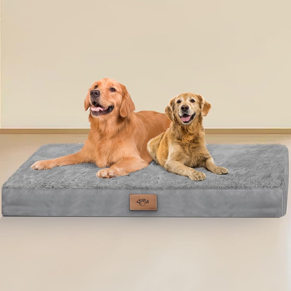 Sytopia Indestructible Dog Beds for Large Dogs Orthopedic, Chew Proof Dog Bed 42 Inch Pet Crate Pad, Washable Removable Cover and Anti-Slip Bottom - XL