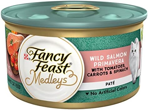 Purina Fancy Feast Pate Wet Cat Food, Medleys Wild Salmon Primavera With Garden Veggies & Greens - (Pack of 24) 3 oz. Cans
