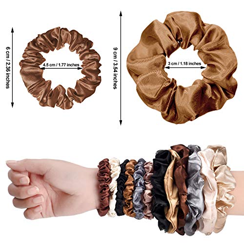 WILLBOND 24 Pieces Satin Hair Scrunchies Bulk Silk Elastic Hair Bands Ropes Ponytail Holder for Women Girls Accessories Decorations(Vintage Colors)