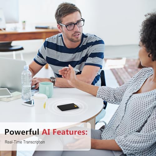 AI Voice Recorder,64GB Voice Recorder by App Control,Transcribe Summarize,AI Speech Processor Empowered Simultaneous Interpretation by ChatGPT for Lectures, Meetings, Calls(Black)