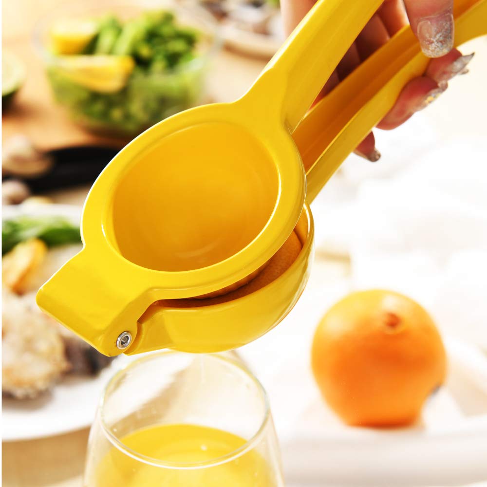 Manual Juicer Citrus Lemon Squeezer, Fruit Juicer Lime Press Metal, Professional Hand Juicer Kitchen Tool(Yellow)