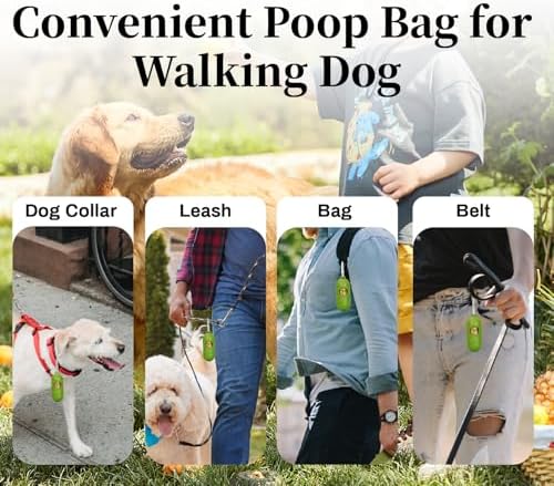 870 Counts Dog Poop Bags Rolls with Dispenser, Scented Poop Bags for Dogs Waste, Extra Thick& Leak Proof Dog Bags for Poop, Doggie Pet Waste Bags for Doggy Puppy Cat Poop 9" x 13" DarkKhaki