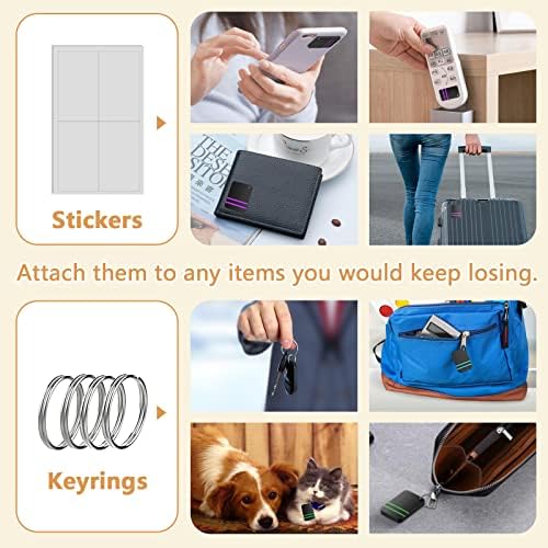 Key Finder, Stick on TV Remote Control Finder | 4 Pack Wireless Car Key Finders That Make Noise | Find My Keys Device, 115ft Range 80dB RF Key Tracker, Phone/Wallet Finder with 4 Item Locator Tags