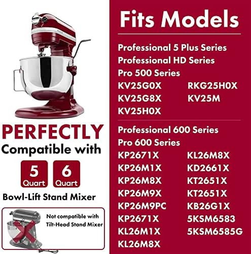 Dough Hook K5ADH Replacement for KitchenAid 6 Quart Bowl-Lift Stand Mixer, Dough Hook Replacement for KitchenAid 6QT Bowl-Lift Professional 600 Series Mixers, White