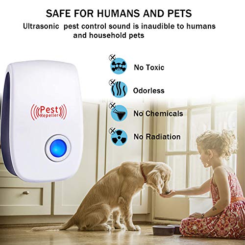 Ultrasonic Pest Repeller 6 Packs, Electronic Plug in Sonic Repellent pest Control for Bugs Insects Roaches Mice Spiders Rodents Mosquitoes