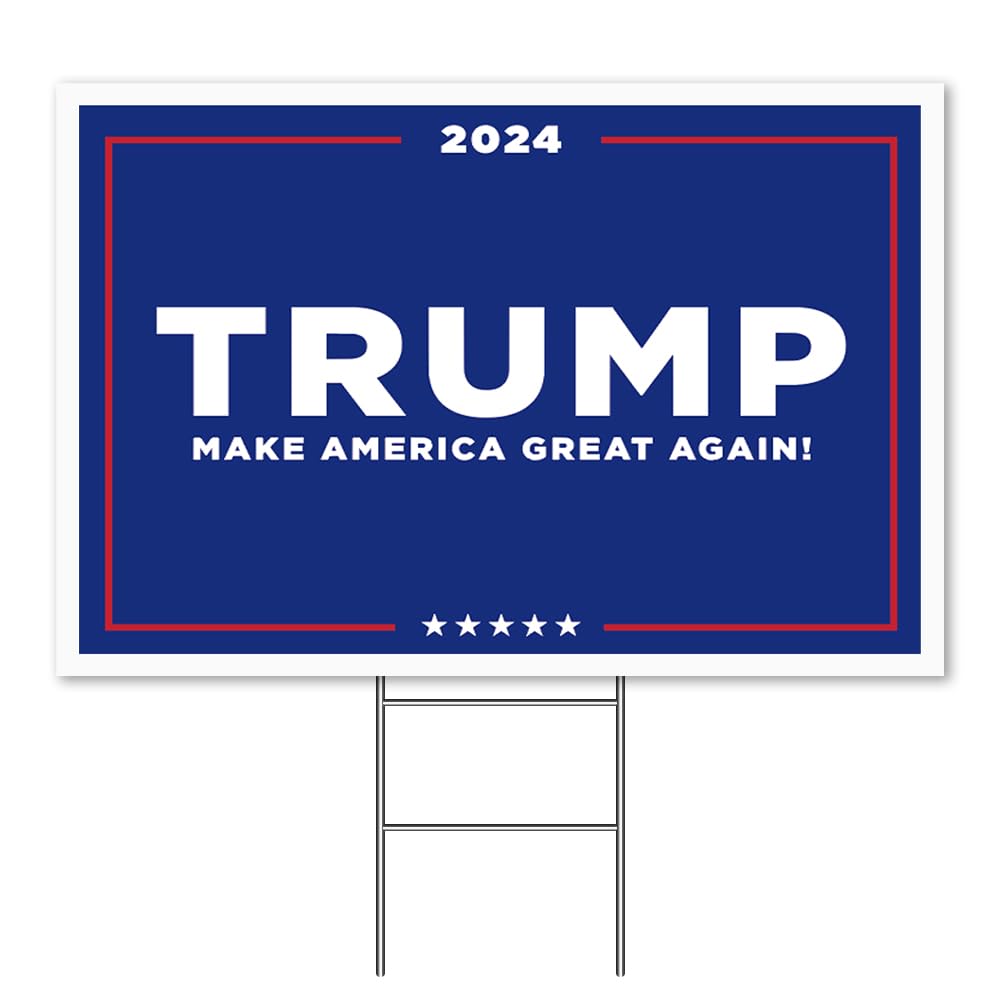 Trump Yard Sign 2024 Large, 24" x 18" Double-Sided Trump Campaign Yard Sign With Stake, MAGA Trump Yard Sign, Show Your Support, Decorate Your Lawn With Trump Campaign Yard Sign