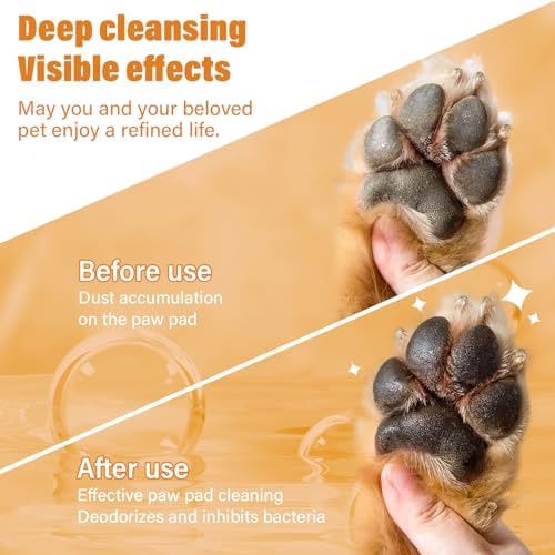Paw Cleaner for Dogs and Cats,Magic Foam - Clean Paws No-Rinse Foaming Cleanser-Dry Shampoo, Foot Cleaner Brush - with Rose Extract, Odor Control Wash - Good for Puppy