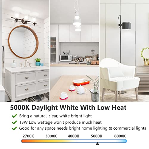 MAXvolador A19 LED Light Bulbs, 100 Watt Equivalent LED Bulbs, Daylight White 5000K, 1500LM, E26 Base, Non-Dimmable, 13W Bright LED Bulbs, 4-Pack