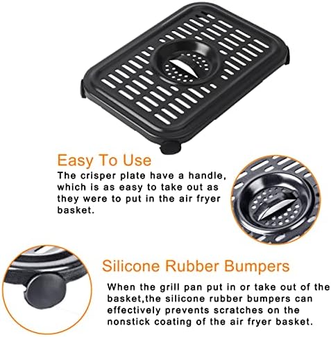 Air Fryer Crisper Plate for Ninja Foodi DZ201,2 Pcs Replacement Grill Pan for Ninja DZ100,Air Fryer Replacement Parts and Accessories