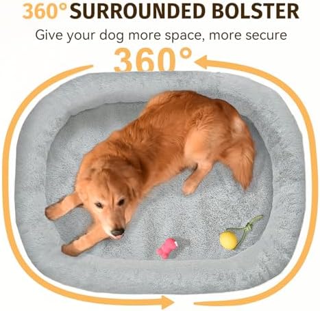 Orthopedic Waterproof XXL Dog Bed: Washable Bolstered Dog Bed - Non-Slip, Silver
