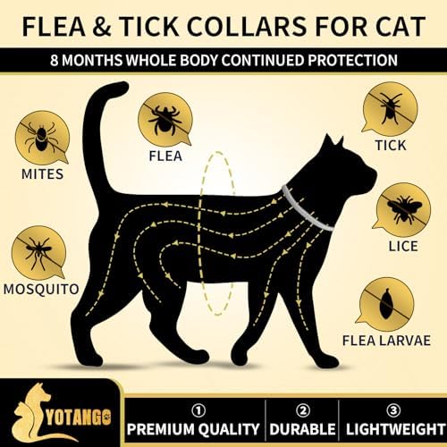 4 Pack Flea Collar for Cats, 32 Months Flea and Tick Prevention for Cats, Waterproof Cat Flea Collar, Cat Flea and Tick Treatment, Adjustable Flea and Tick Collar for Cats Kittens-Black&Gray
