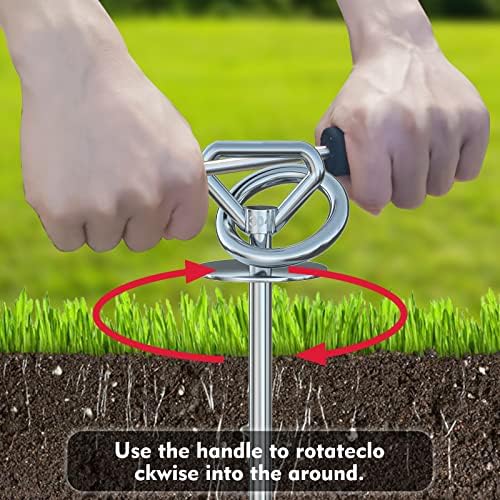 Dog Tie Out Stake,360° Swivel 304 Stainless Steel Dog Run Anchor- Use Any Dog Tie Out Cable or Yard Leash Chains,Heavy Duty Dog Stake for Large Dogs up to 200 LBS-Dog Runner for Yard