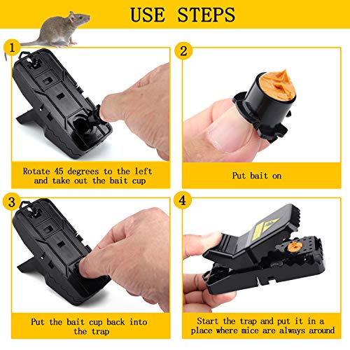 Mouse Traps,Small Mice Traps That Work, Humane Mouse Traps with Detachable Bait Cup, Mouse Catcher Quick Effective Reusable and Safe for Families -12 Pack
