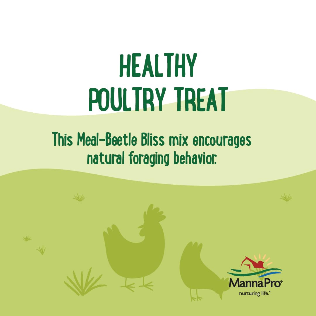 Manna Pro Farmhouse Favorites Beetle Bliss Poultry Treat – Blend of Mealworms and Beetles – All Natural Treat for Chickens, Ducks, Geese, Turkeys, & Guinea Fowl – 45% Protein – 2lb Bag