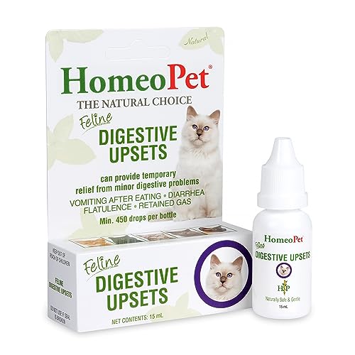HomeoPet Feline Digestive Upsets, Natural Cat Digestive Support, Digestive Supplement for Cats, 15 Milliliters