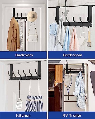 Over The Door Hooks, No Assembly Required Door Hanger Hook, Sturdy Over The Door Coat Rack, Over Door Hanger Door Hooks for Hanging Clothes, Towels, Hats, Matte Black