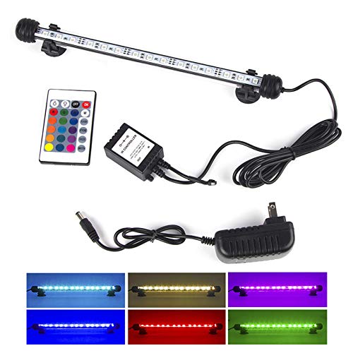 S SMIFUL LED Aquarium Light, RGB Submersible Fish Tank Lights Color Changing IP68 Waterproof Remote Control Sucker Hang Lights Background Wall Decor Lighting 11 inch
