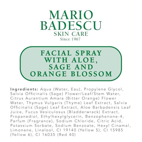 Mario Badescu Facial Spray with Aloe, Sage and Orange Blossom for All Skin Types | Face Mist that Hydrates & Uplifts