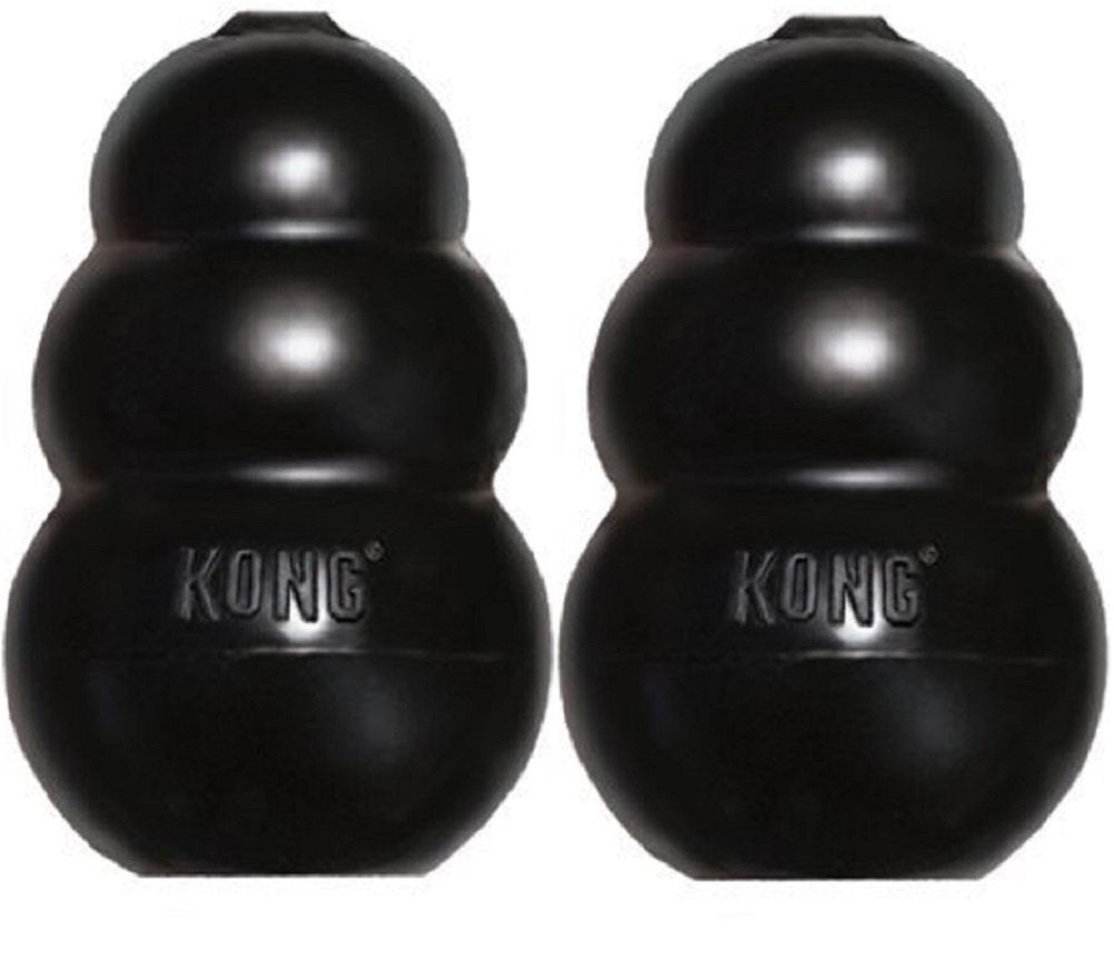 Kong Extreme Dog Toy 2-Pack, Large - Tough Chew Toys for Aggressive Chewers - Black Durable Rubber