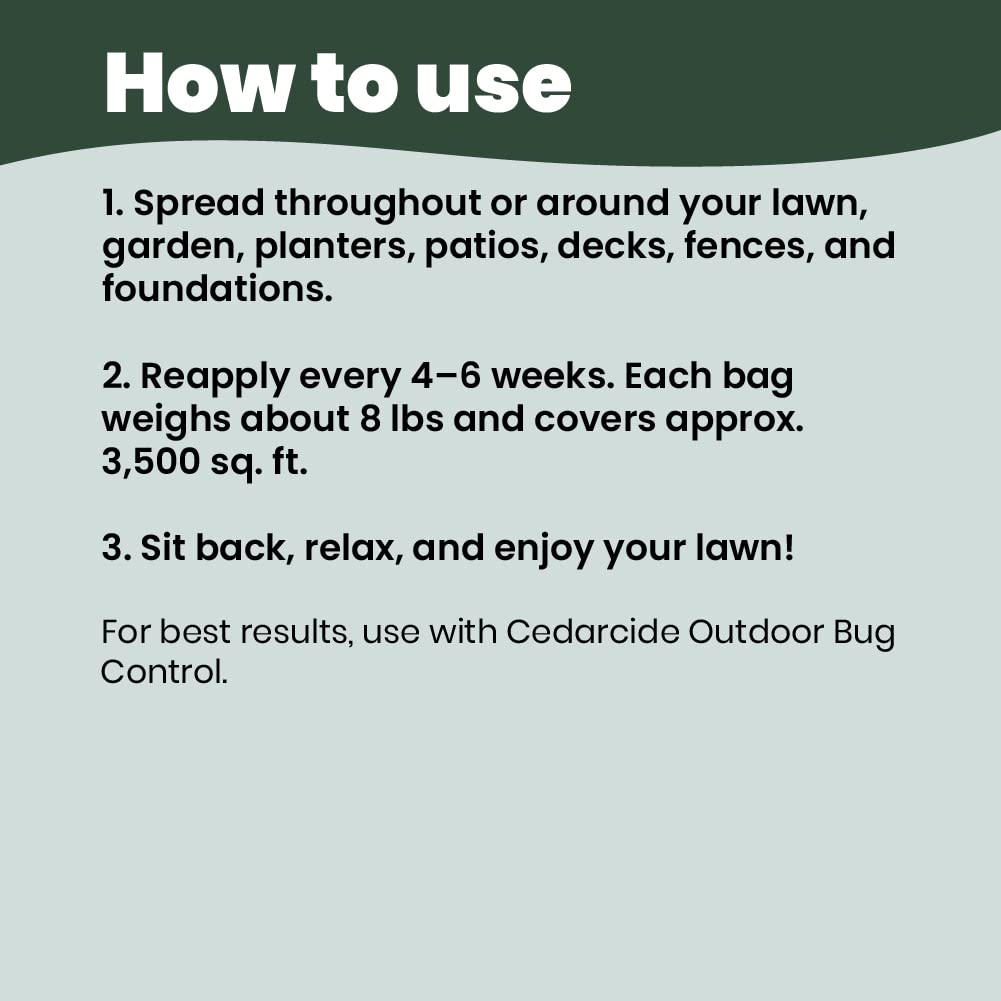 Cedarcide Lawn, Home & Garden Cedar Granules | Repels Fleas, Ticks, Ants & Mosquitoes | Smells Great, Easy to Use | Family & Pet Safe | 1 Bag (8 Lbs)