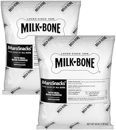 Milk-Bone MaroSnacks Dog Treats, 38 Ounce Refill Packs (Pack of 2) with Real Bone Marrow and Calcium