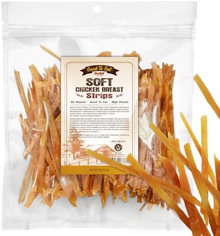 Gootoe Chicken Breast Jerky Strips Dog Treats – All Natural, Hypoallergenic & Grain-Free, High-Protein, Healthy & Easily Digestible, Soft Texture, Resealable 1 lb Value Bag (Pack of 1)