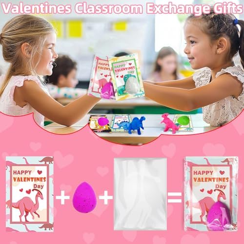30 Pack Valentines Day Gifts for Kids Boys, Dinosaur Egg Hatching with Valentines Cards for Kids Classroom Class Exchange School Prizes Toddler Girls Boys Funny Dino Valentines Cards Party Favors Gift