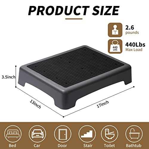 Fotree One Step Stool, Non-Slip Mobility Step Platform for Senior & Adults, Safety Step Platform for Stair, Car, Bed, Chair, Shower, Bathtub, Outdoor, 3.5 Inch High Rise Stairs 440 Lbs Capacity