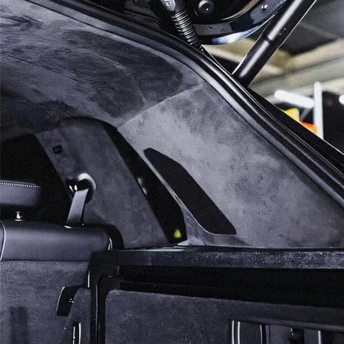 Suede Auto Headliner Fabric 96" L × 60" W with Foam Backing - Black Interior Replacement Material for Car/Truck/SUV/RV Roof, Tube Packaging - Home Repair/DIY Headliner Material