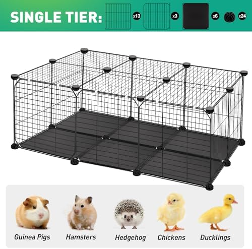 22 Panels Pet Playpen, Small Animal Playpen with Doors and Top, C&C Cage for Guinea Pigs, Rabbit, Bunny, Hedgehogs, Chinchillas, Rabbit Play Pen Indoor Outdoor, Metal Wire Yard Fence