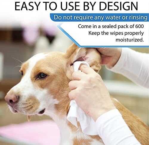 Dog Wipes for Dogs Cats, 600 Count All Purpose Cleaning Pet Wipes, Dog Ear Wipes, Quick Easy Grooming for Bums, Body, Paws, Eyes, for A Easy & Speedy Freshen-Up, 6 Travel Pack of 600 Wipes