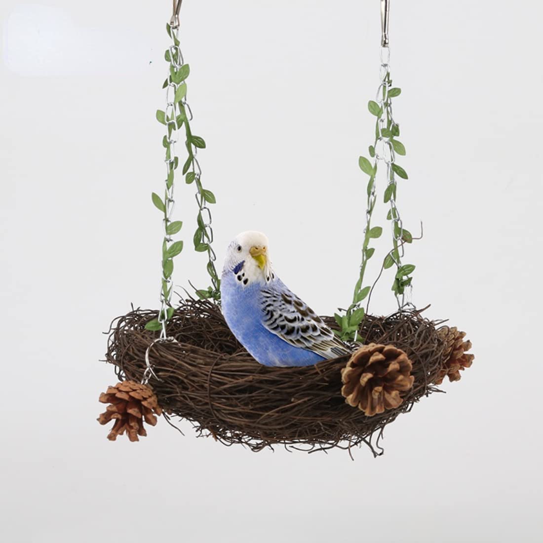 Barn Eleven Natural Rattan Nest Small Medium Large Bird Swing for Parrot Parakeet Cockatiel Conure Cockatoo Macaw Amazon African Grey Lovebird Finch Canary Budgie Cage Perch Toy (Large)