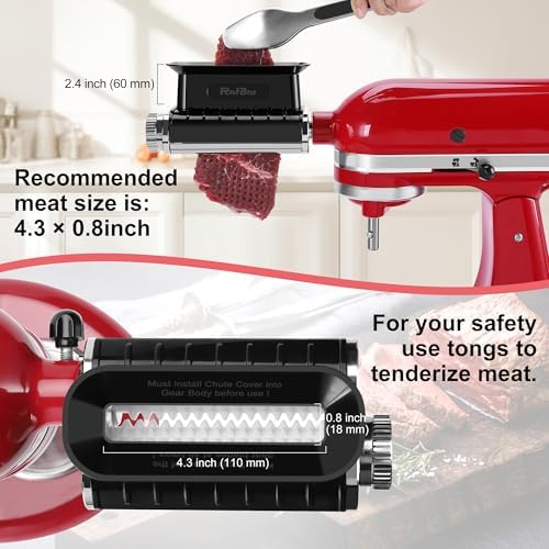 Adjustable Thickness Meat Tenderizer Attachment for Kitchenaid Stand Mixers, Meat Tenderizer Tool, Steak Cuber Processor Accessories for Kitchen aide,Dishwasher Safe