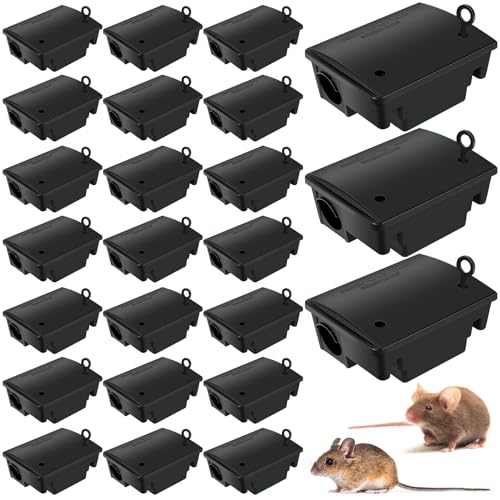 Qualirey Rat Bait Station Traps with Key Rodent Trap Alternative for Eliminating Rats Fast and Keeping Pets and Children Safe Indoor Outdoor, Bait Not Included(24 Packs)