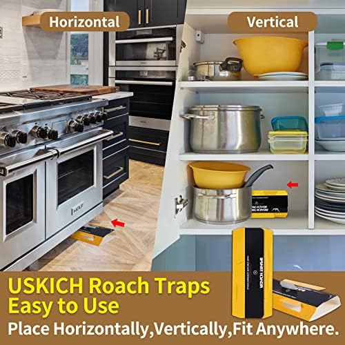 USKICH Cockroach Traps Indoor Home, Glue Roach Traps, Child & Pets Safe(20 Pack Roach Traps)
