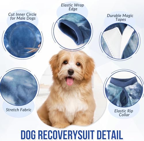 Lukovee Recovery Suit for Dogs, Onesie Surgery Recovery Suit for Female Male Dogs, Abdominal Wounds Cone E-Collar Alternative Prevent Licking Spay Recovery Suit (TBL,S)